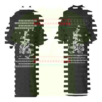 Bicycle Ugly Christmas Sweater Ride Bike Cyclist Xmas T-Shirt - Monsterry