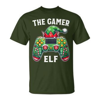 The Gamer Elf Video Game Gamer Gaming Controller Christmas T-Shirt - Thegiftio UK