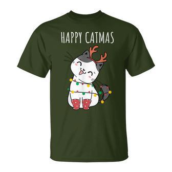 Happy Catmas Lustiges Weihnachts Katze Christmas Tree T-Shirt - Geschenkecke