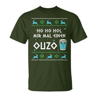 Ho Ho Hol Mir Mal Einen Ouzo Ugly Christmas Outfit T-Shirt - Geschenkecke