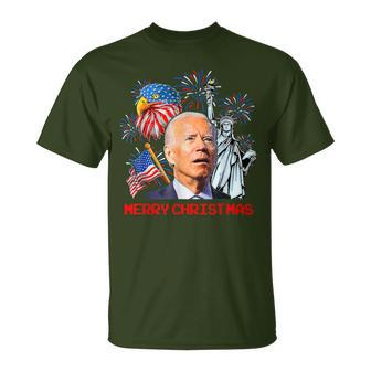 Joe Biden Confused Patriotic Merry Christmas For 4Th Of July T-Shirt - Monsterry CA