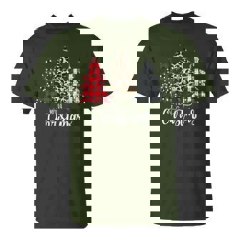 Leopard And Buffalo Plaid Vintage Country Christmas Tree T-Shirt - Monsterry