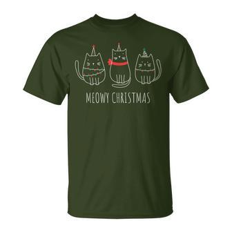 Meowy Christmas Weihnachten Katzen Weihnachtlich T-Shirt - Geschenkecke