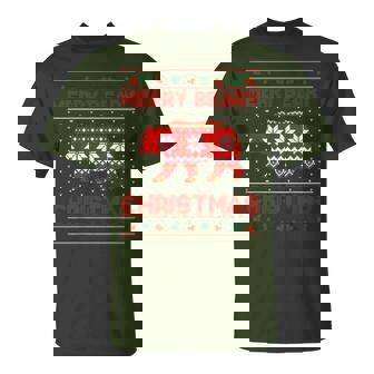 Merry Beary Christmas Winter Ugly Sweater T-Shirt - Thegiftio