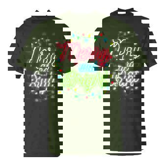 Merry And Bright Christmas Lights Family Pajama Xmas Holiday T-Shirt - Thegiftio UK