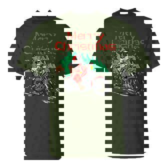 Merry Christmas Biker Santa Xmas Motorcycle Big Bike Dad Men T-Shirt - Monsterry