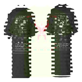 Merry Gainzmas Fit Santa Gym Workout Ugly Christmas Sweater T-Shirt - Thegiftio