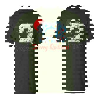 Merry Quiltmas Knitting Sewing Santa Christmas Quilter T-Shirt - Monsterry