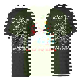 Oh What Fun It Is To Ride Motocross Christmas T-Shirt - Monsterry