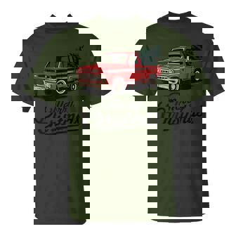 Red Pickup Truck Christmas Tree Vintage Christmas Women T-Shirt | Mazezy