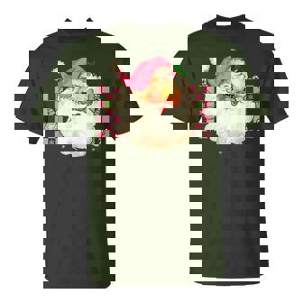 Santa Claus Pink Christmas Face Old Xmas Vintage Pink Santa T-Shirt | Mazezy