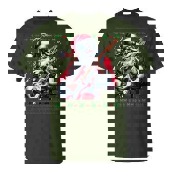 Santa Guitar Musician Guitarist Ugly Christmas Sweater T-Shirt | Seseable UK