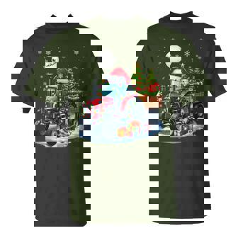 Santa Tractor Colorful Lights Christmas Farmer Driving T-Shirt | Seseable UK