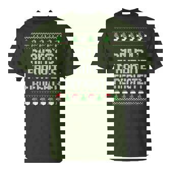 Santa's Favorite Firefighter Ugly Christmas Sweater T-Shirt - Thegiftio UK
