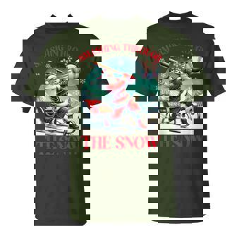 Smashing Through The Snow Santa Play Baseball Player Sleigh T-Shirt - Thegiftio UK