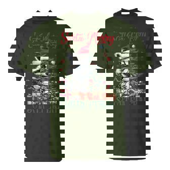 Sorta Merry Sorta Feral Raccoon Retro Christmas Trees T-Shirt | Mazezy