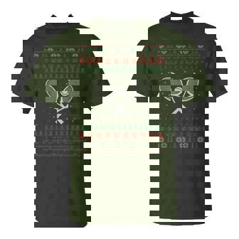Tennis Rackets Ugly Christmas Sweater Style T-Shirt - Thegiftio