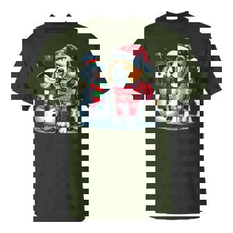 Ugly Christmas Sweater Beagle Beside A Snowman T-Shirt - Monsterry