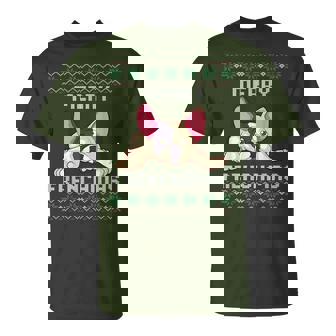 Ugly Christmas Sweater Merry Frenchmas French Bulldog Dog T-Shirt | Seseable UK