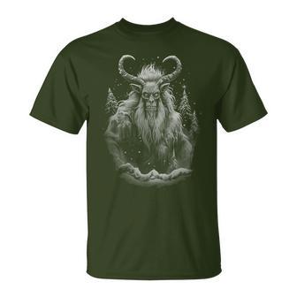 Vintage Krampus Creepy Christmas Black And White Graphic T-Shirt - Monsterry