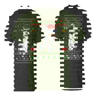 Xmas Lights Ugly Sweater Style Santa Llama Christmas T-Shirt | Mazezy