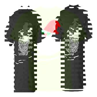 Yarn Ball Santa Knitting T Christmas Women's Xmas Hat T-Shirt - Monsterry