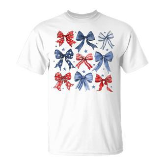 4Th Of July America Patriotic Bow Ribbon T-Shirt - Monsterry CA