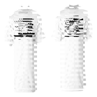 Airplane Pilot Vintage Patriotic Flag Biplane Plane Aviation T-Shirt | Seseable UK