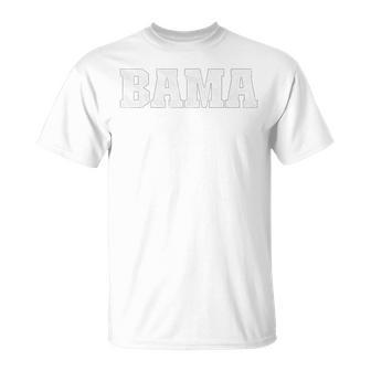 Alabama Bama White Al State Graphic Vintage Sports Lover T-Shirt | Seseable UK