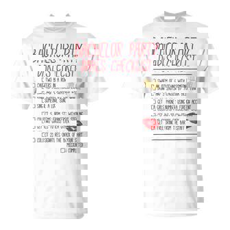 Bachelor Party Checklist Wedding Groom T-Shirt | Seseable UK