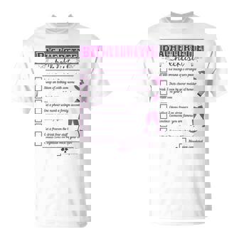 Bachelorette Party & Hen Night Checklist Brides Dares Game T-Shirt - Monsterry