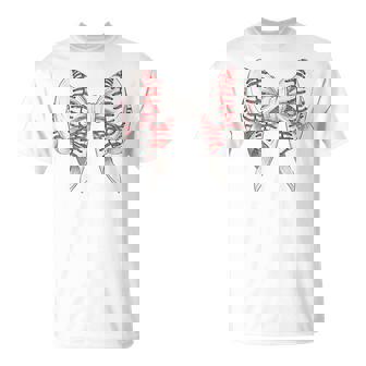 Baseball Coquette White Bow Sports Girl T-Shirt - Monsterry