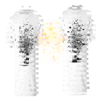 Beautiful Butterfly Tree Nature Lover Colorful Girls Women T-Shirt - Monsterry
