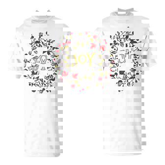 Beautiful JOY Holiday Wreath Positive Message Christmas T-Shirt - Monsterry