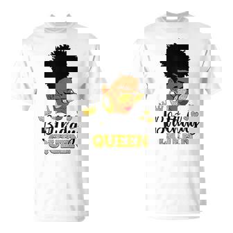 Birthday Queen Afro Short Hair African American Black Woman T-Shirt - Seseable