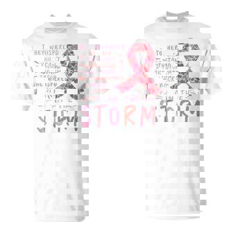 Breast Cancer Ribbon I Am The Storm Survivor Awareness Women T-Shirt - Monsterry