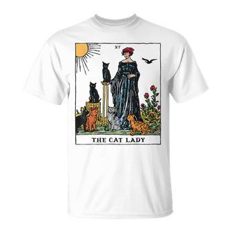 The Cat Lady Tarot Card Vintage Gothic Cat Mom T-Shirt - Monsterry