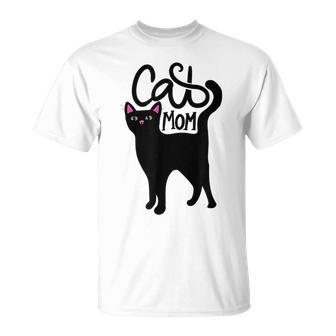 Cat Mom Black Cats Rule Fun Cat Mom Cute T-Shirt - Monsterry