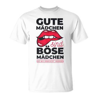 Cheeky Lips Gute Mädchen Böse Mädchen Spruch Gray T-Shirt - Geschenkecke