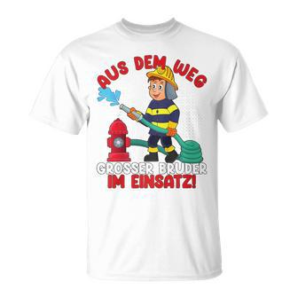 Children's Aus Dem Weg Grosser Bruder Im Einatz Fire Brigade German L T-Shirt - Geschenkecke