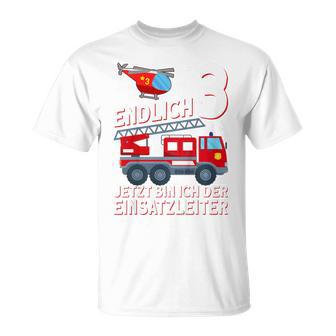 Children's Fireman Endlich 3 Jetzt Bin Ich Einsatzeiteiteiter T-Shirt - Geschenkecke