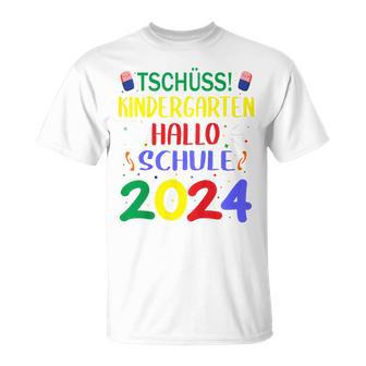 Children's First Day At School Tschüss Kindergarten Hello School 2024 T-Shirt - Seseable