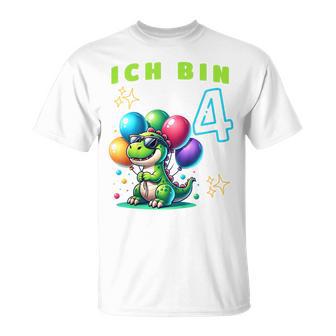 Children's Ich Bin 4 Jahre Alt Dino 4Th Birthday T-Shirt - Geschenkecke