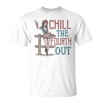 Chill The Fourth Out Retro Western Cowboy 4Th Of July T-Shirt - Monsterry