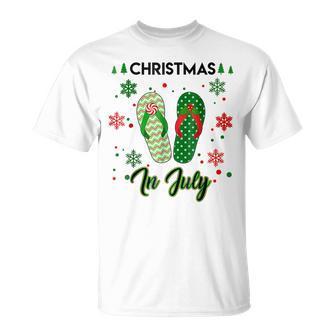 Christmas In July Flip Flops Summer Vacation Beach Lovers T-Shirt - Monsterry CA