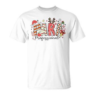 Christmas Paraprofessional Reindeer Coquette Bow Para Squad T-Shirt - Thegiftio UK