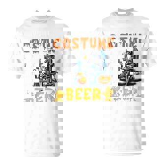 My Costume Now Give Me A Beer Halloween Skeleton Drinking T-Shirt - Thegiftio