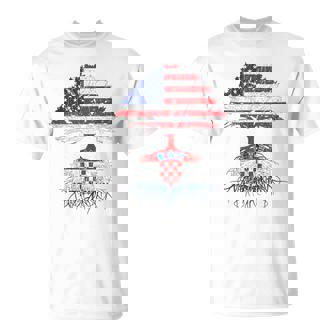 Croatian Roots American Grown Usa Croatia Flag T-Shirt - Monsterry