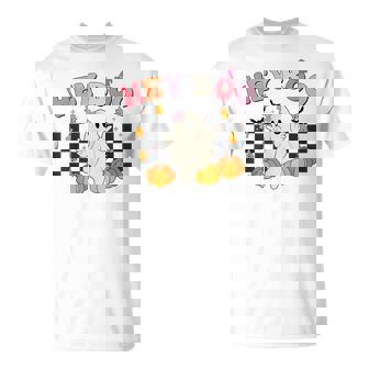 Cute Ghost Hey Boo Halloween Girl Fall Pumpkin T-Shirt - Thegiftio UK