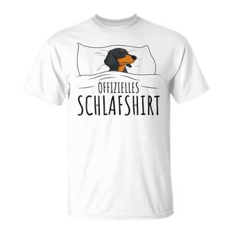 Dachshund Pyjama With Writing “Offizielles Schlaf” Idea T-Shirt - Geschenkecke